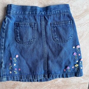 Vintage Embroidered Denim Skirt - Blue